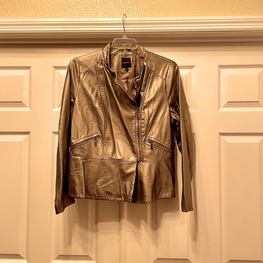 NEVER WORN LANE BRYANT SOFT VEGAN LEATHER METALLIC MOTO JACKET SIZE 14/16